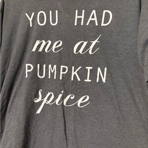 Fifth Sun Charcoal Gray Tee with White Pumpkin Spice Slogan